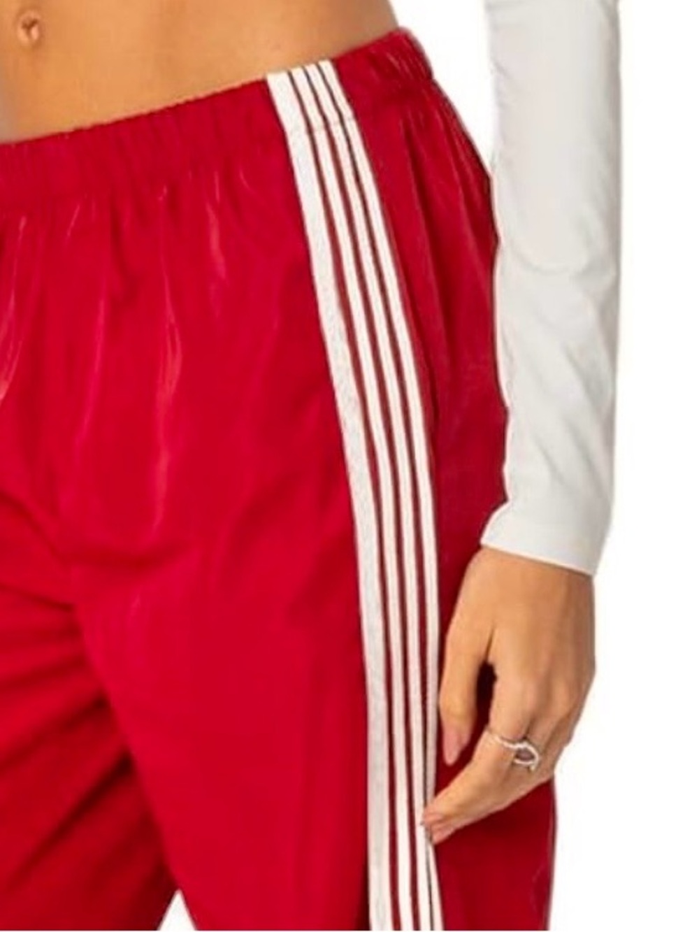 Women’s Red Track Pants with Side Stripes - Picture 4 of 4